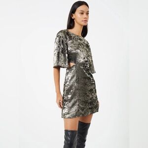 Alara Molten Metallic Cut-Out Mini Dress , Size 6, Great Condition